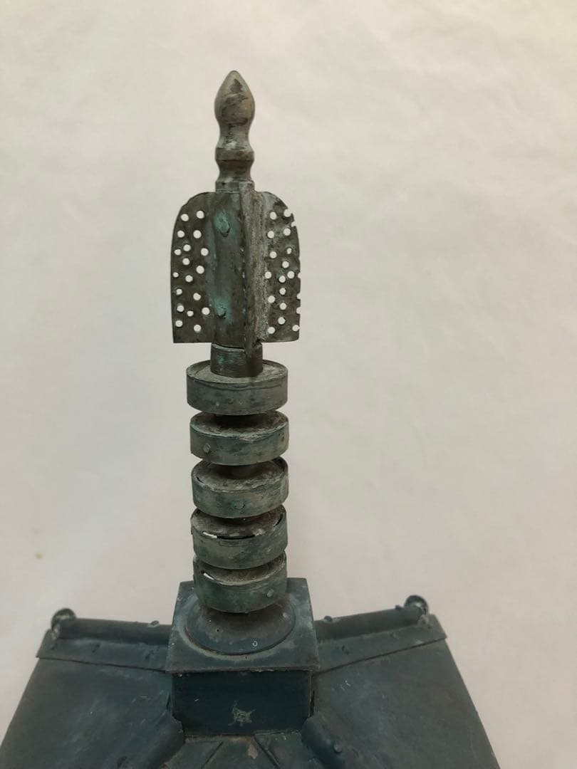 錆あり 昭和レトロ 三重の塔 置物 銅製 ヴィンテージ アンティーク