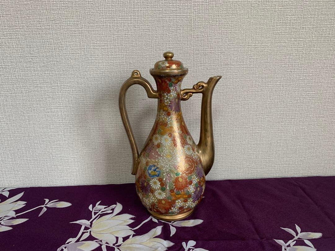 薩摩 色絵金彩 花詰 水注 時代