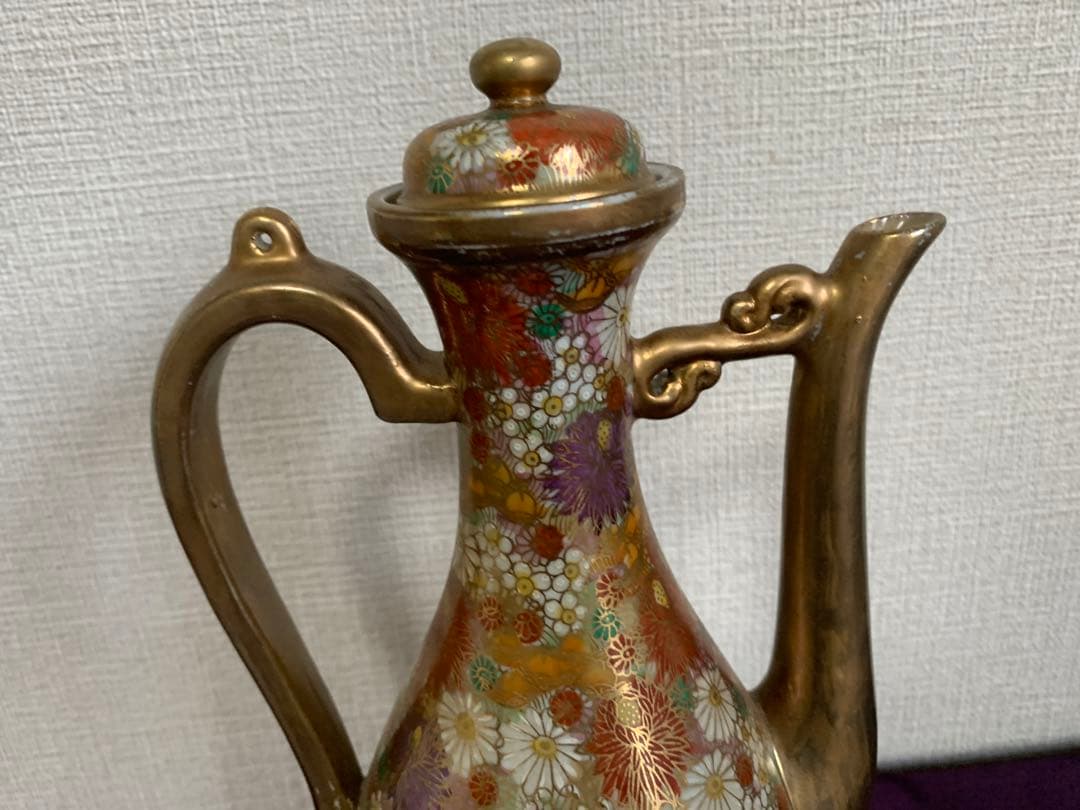 薩摩 色絵金彩 花詰 水注 時代