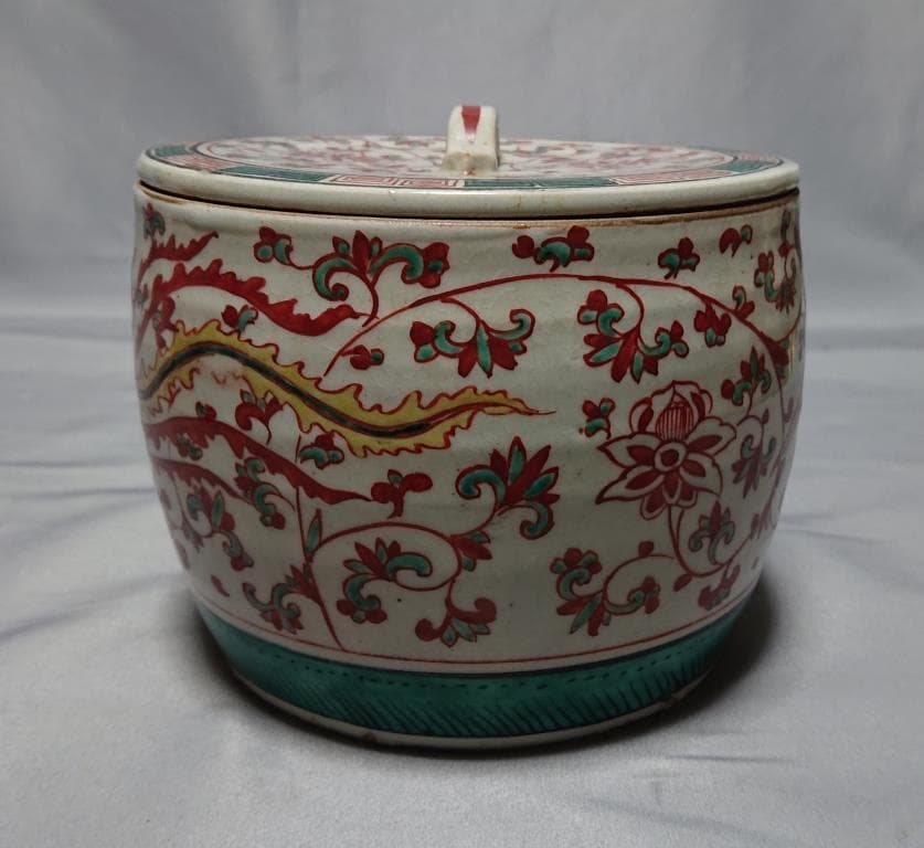 コレクター収集品　ベトナム　安南　赤絵鳳凰紋　水指