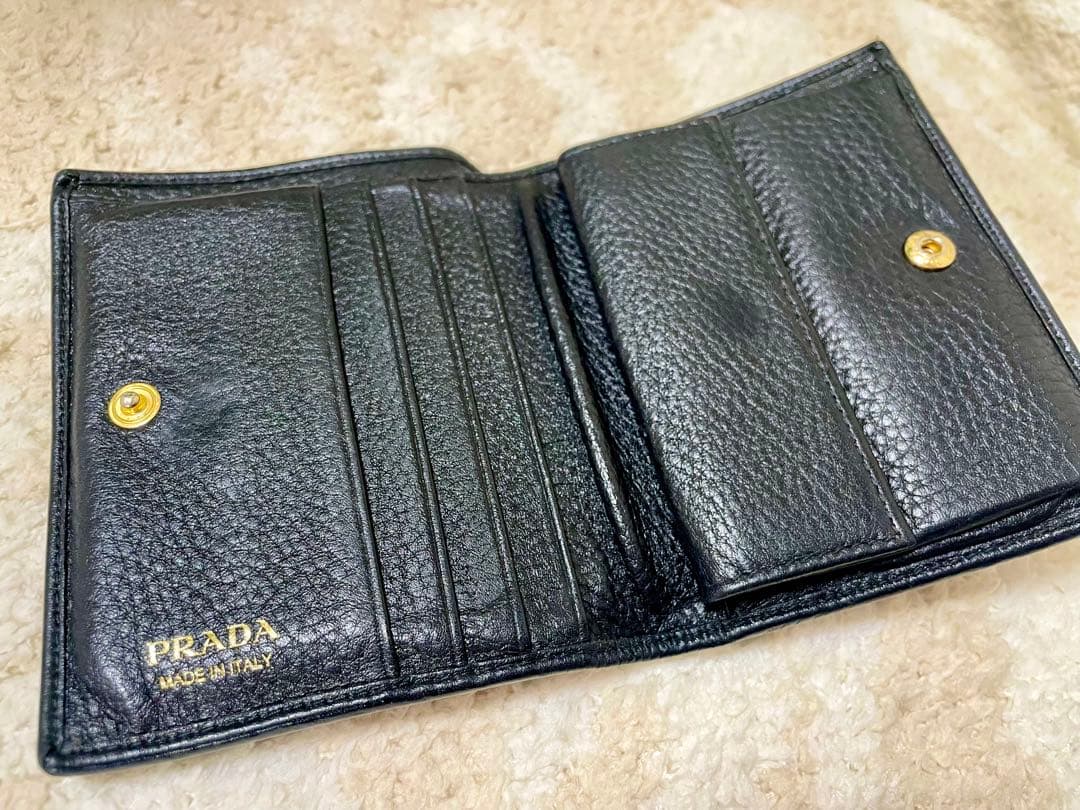 PRADA プラダ サフィアーノレザー 二つ折り財布 レディース ブラック