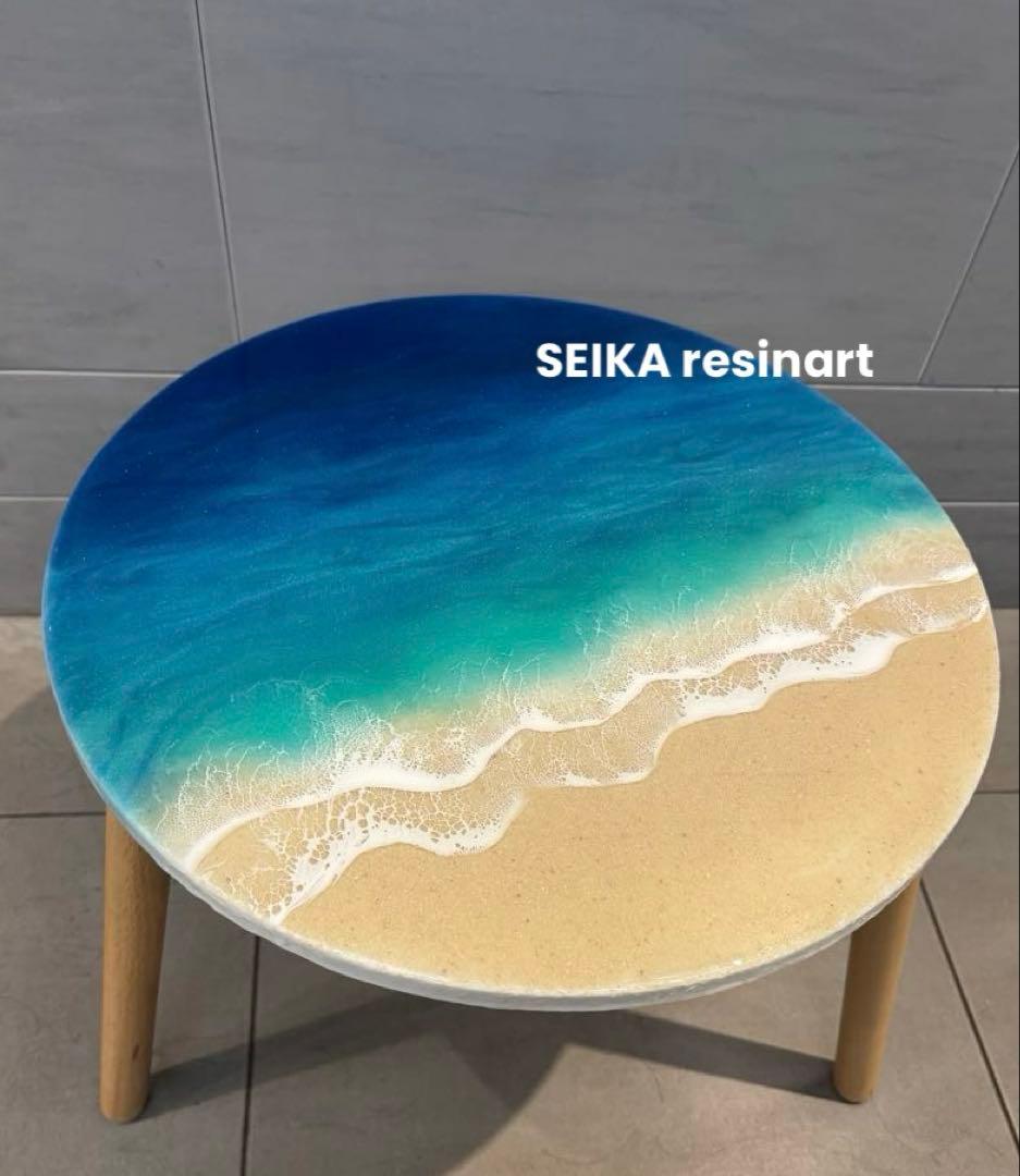 レジンアート　レジンテーブル　ミニテーブル　海レジン　オーシャンアート