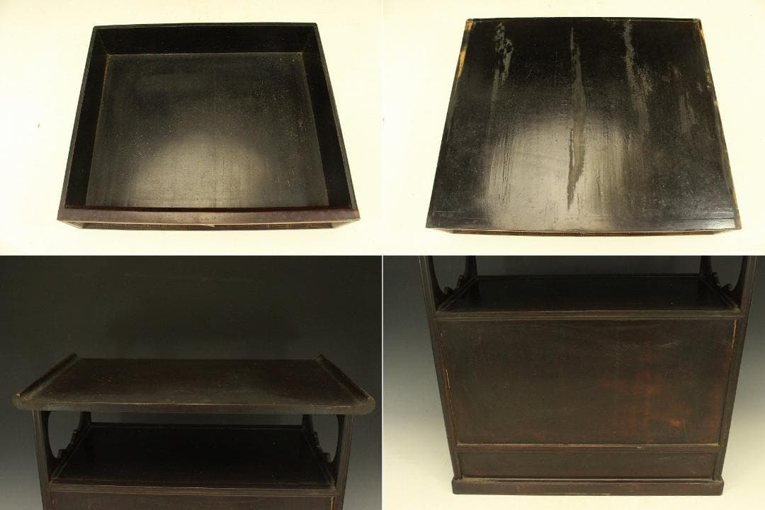 茶道具 楼閣山水人物蒔絵 時代 器局 煎茶 棚(A262)