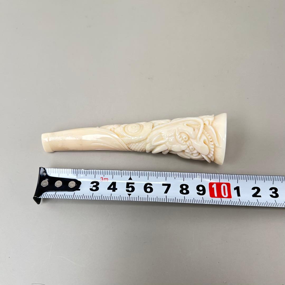 鯨歯製　彫刻入り　煙管（キセル）部品／煙草パイプ用マウスピース