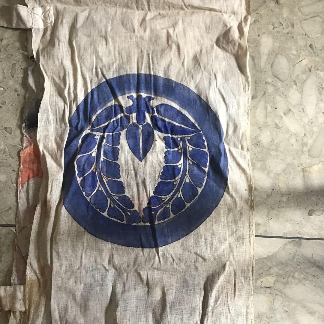 古布　明治時代　のぼり旗　武者絵　手書き　木綿　4メートル