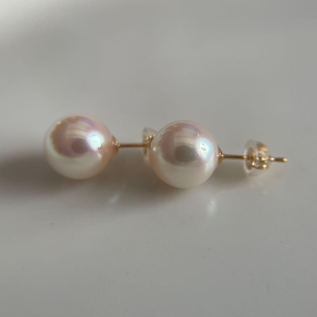 上質 宇和島産 あこや本真珠 越物 パール ピアス K18製　イエローゴールド