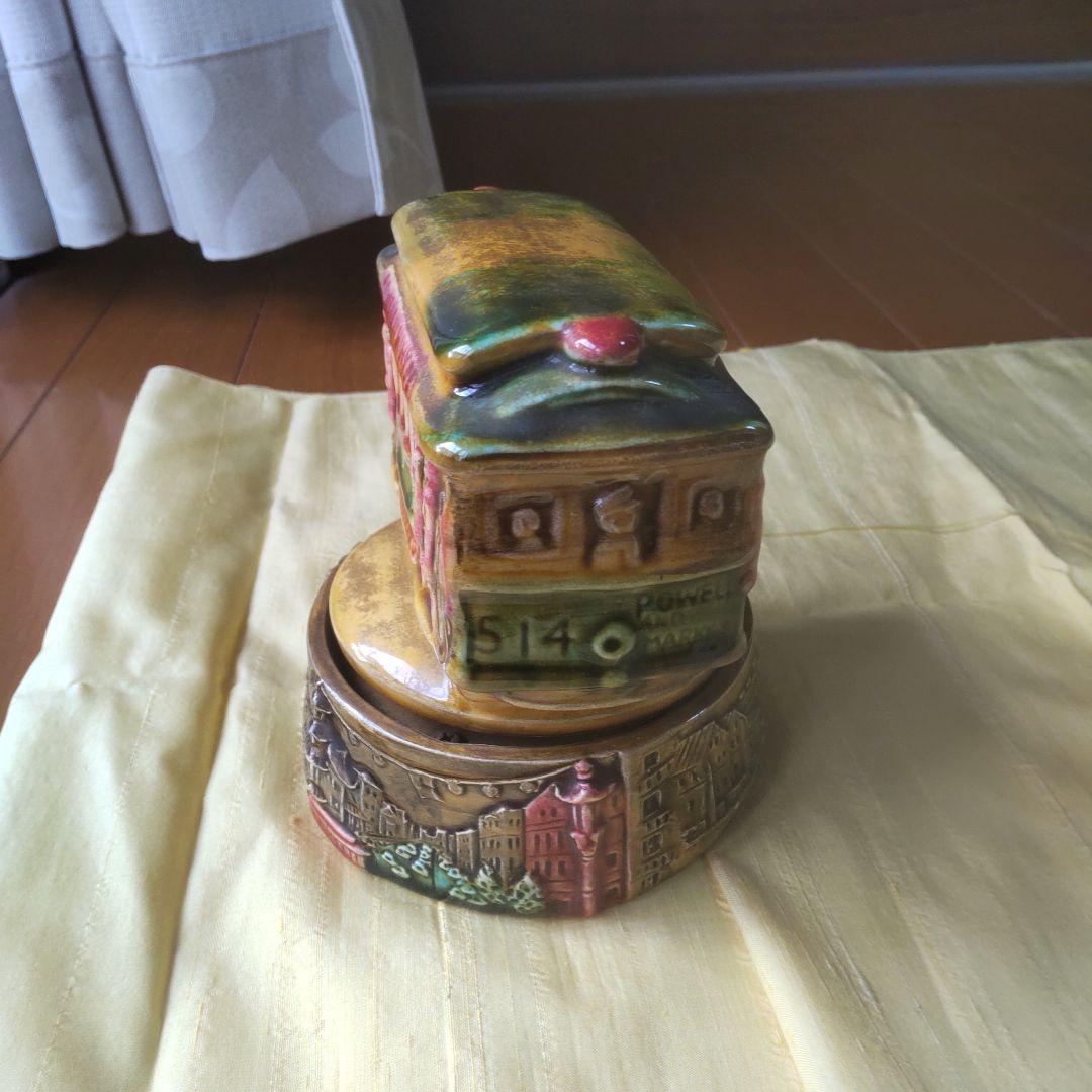 サンフランシスコ ケーブルカー 陶器 回転オルゴール