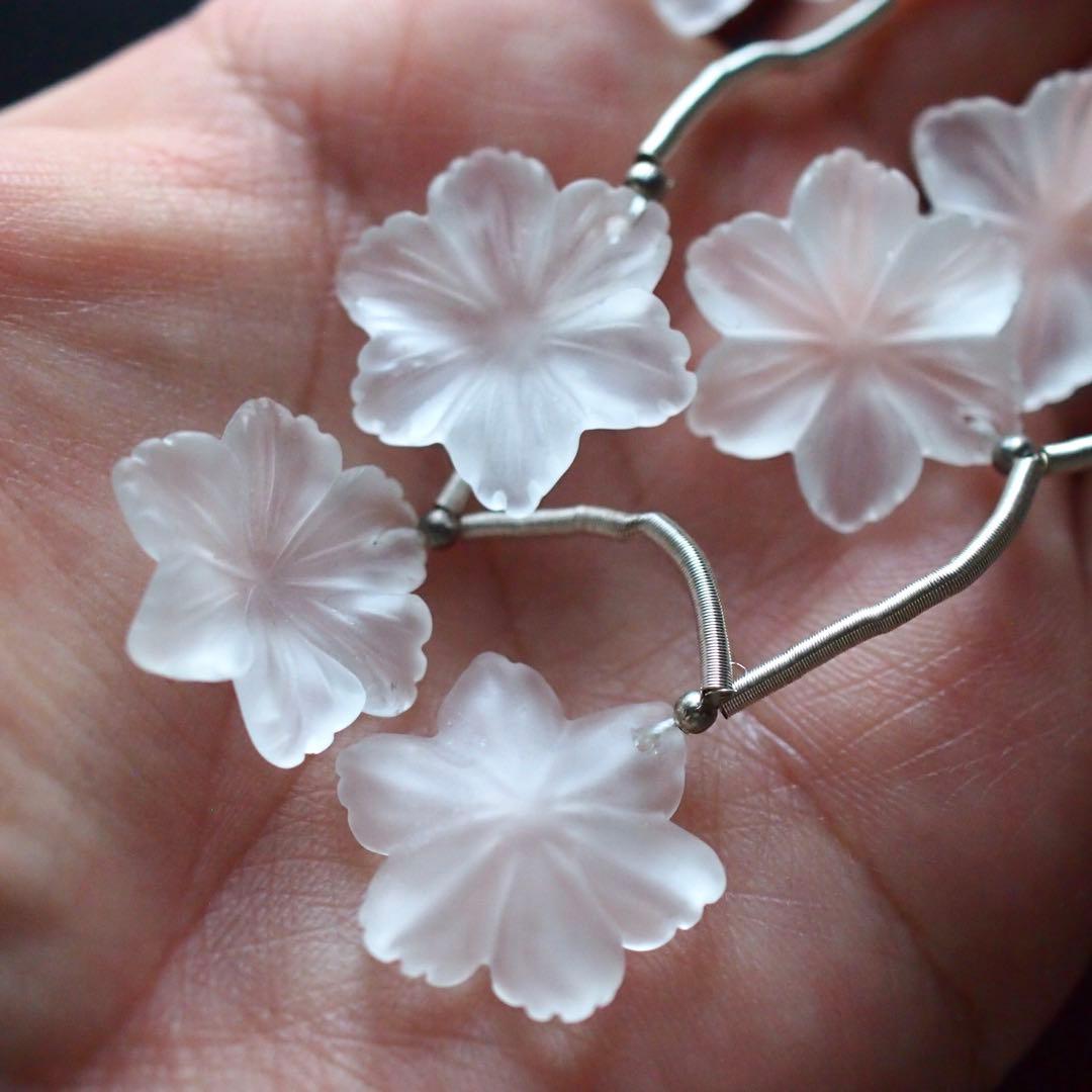 クリスタルクォーツ フロスト6ペタルフラワー 6pc 【M-237】