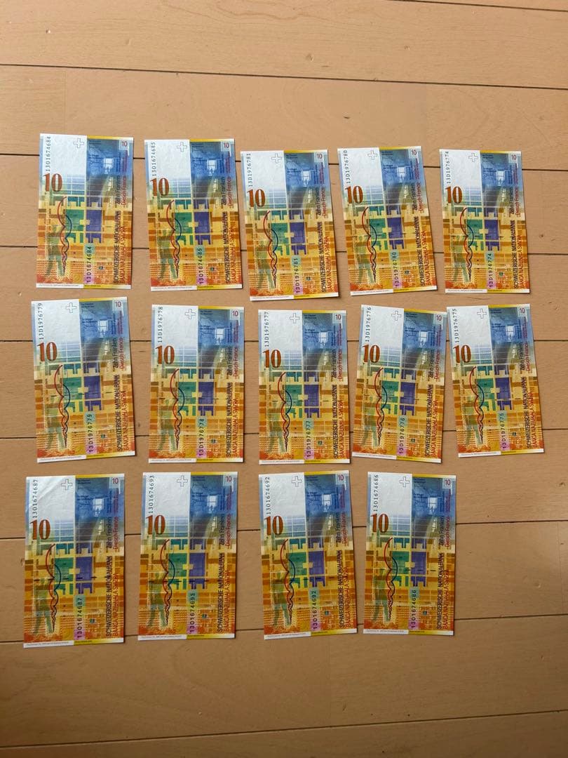 スイスフラン　旧第8次紙幣　10スイスフラン　14枚