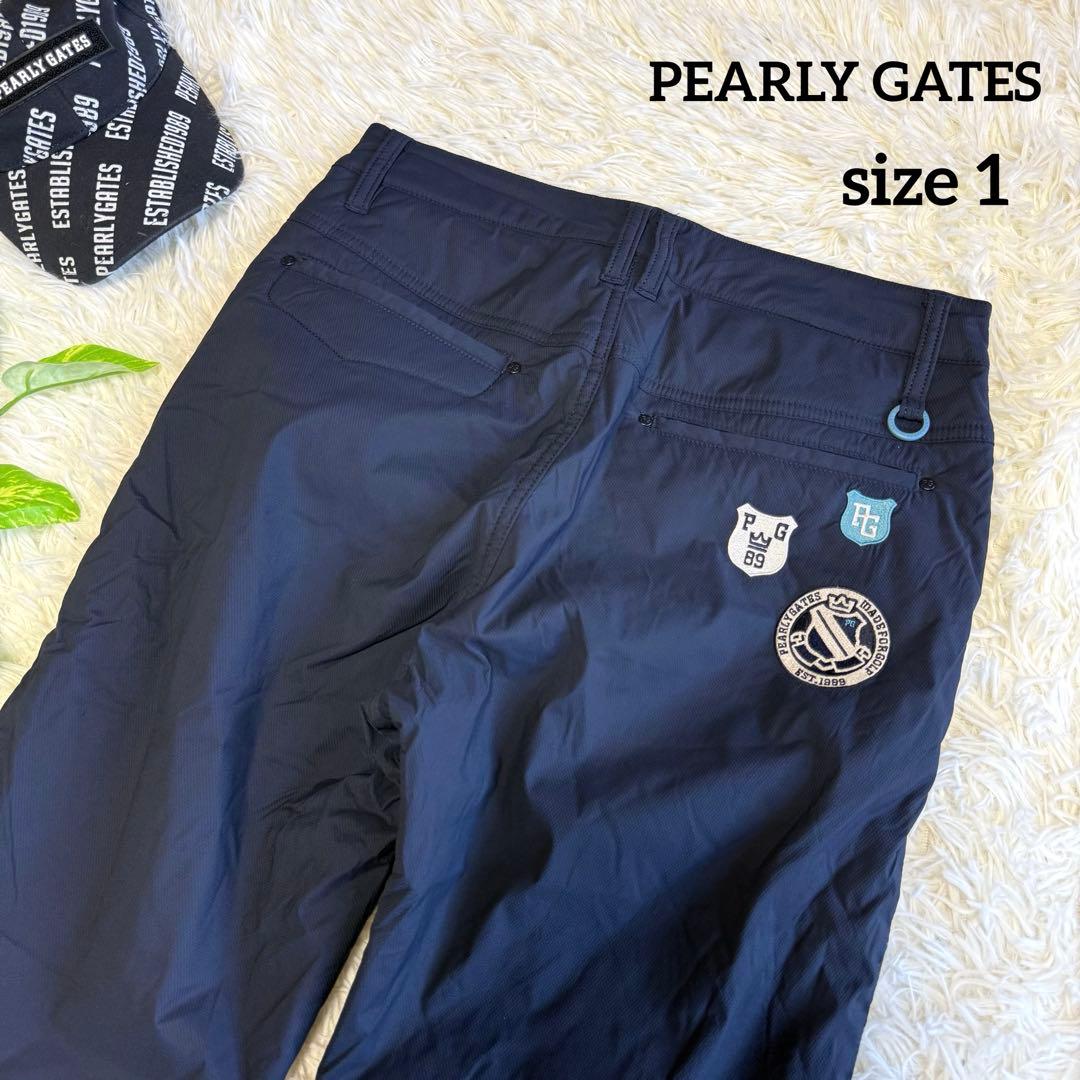 【パーリーゲイツ】美品 中綿パンツ ネイビー ワッペン 1サイズ レディース