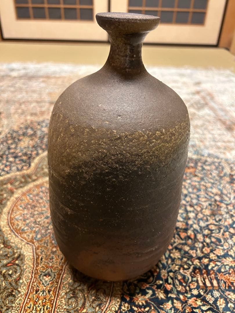 人間国宝　伊勢崎淳　備前　徳利花生