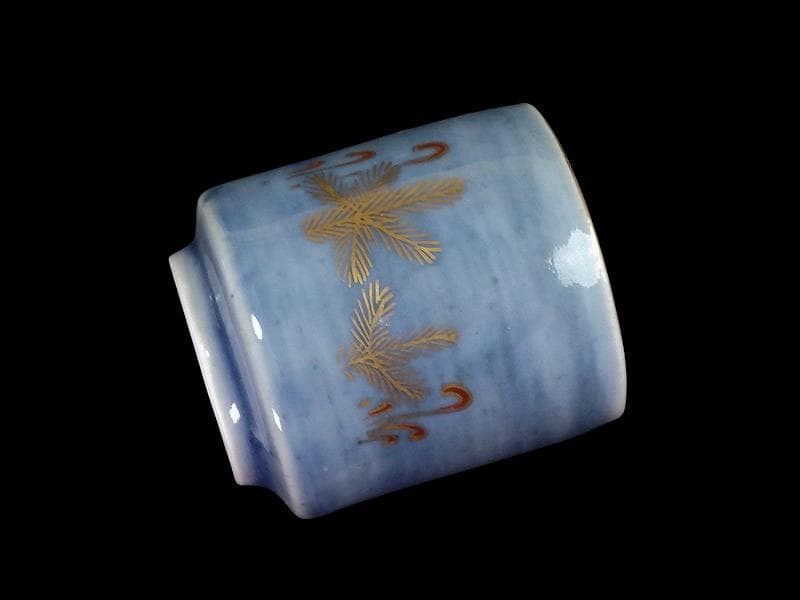 古伊万里　薄瑠璃色　若松の図　のぞき　猪口　C833 AS-CYe