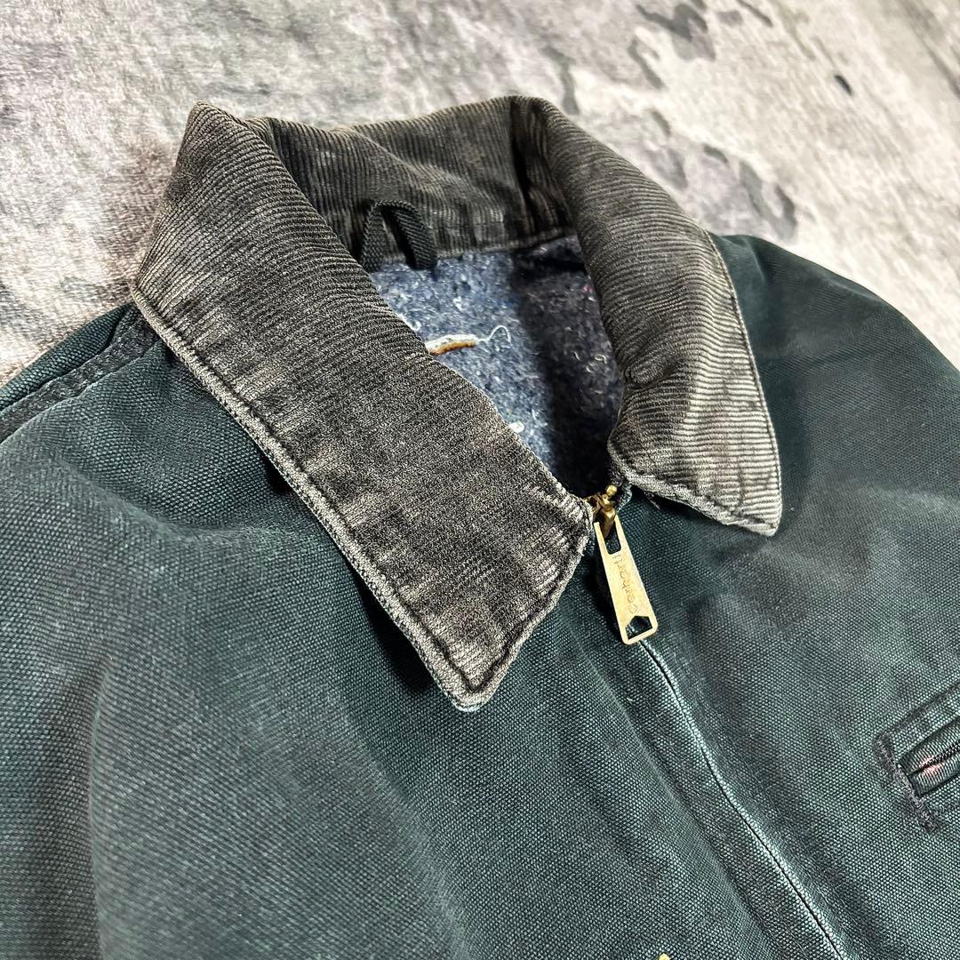 Carhartt デトロイトジャケット 希少グリーン 刺繍デザイン 雰囲気抜群