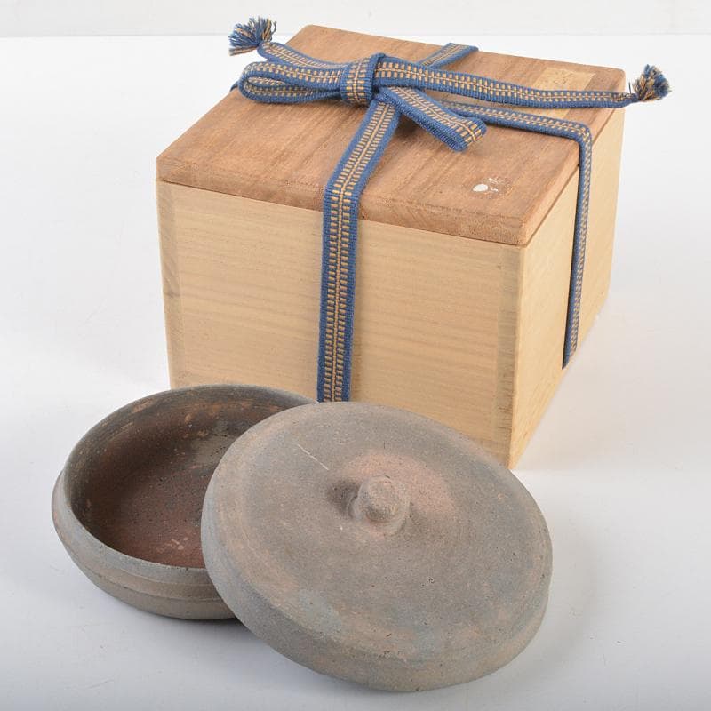 朝鮮美術　須恵器　新羅土器　新羅無釉土　合子　盒子　時代箱付　V　R7091