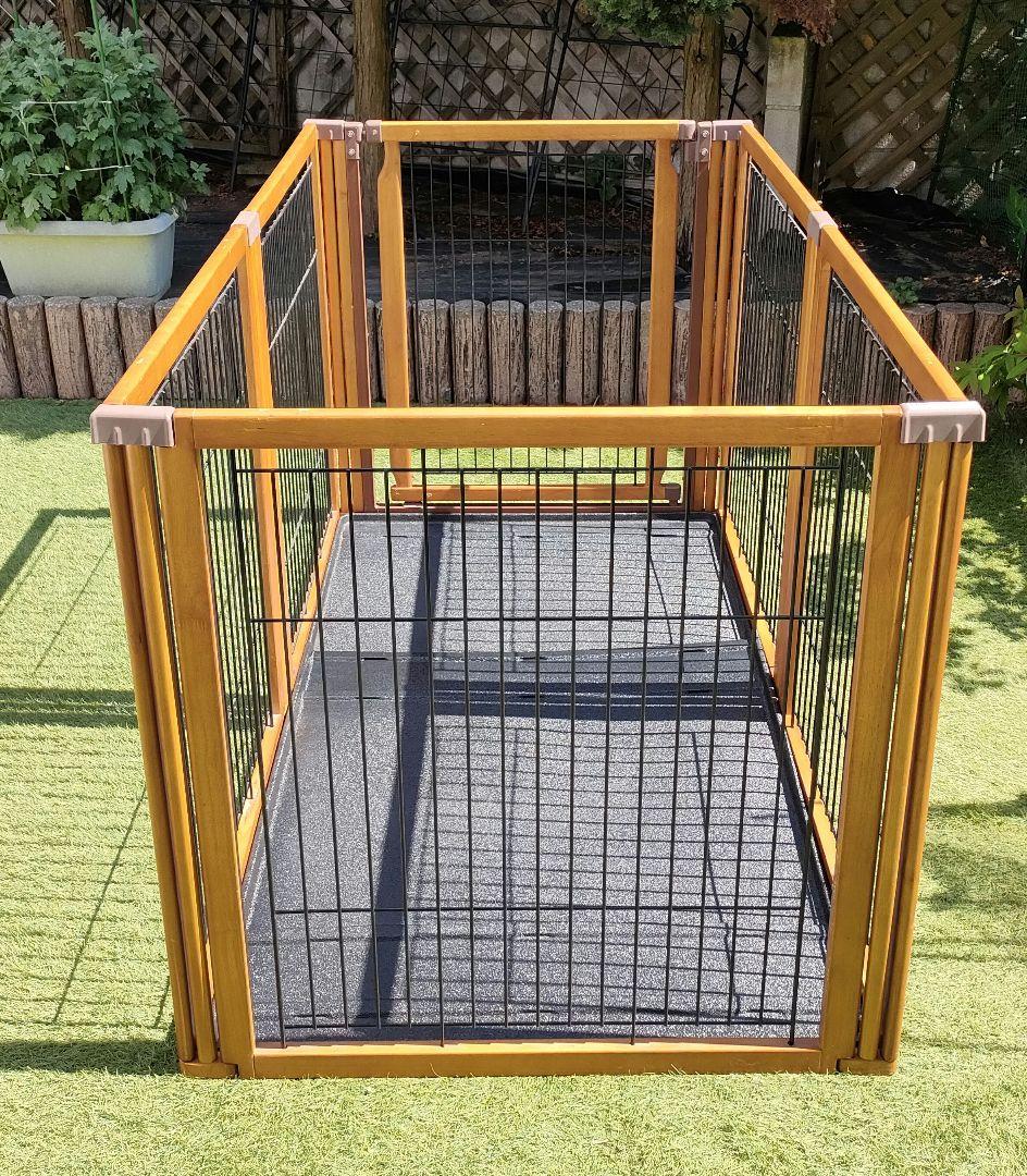 リッチェル 木製3WAYサークル 6面 高さ90cm、天井柵・床トレー付