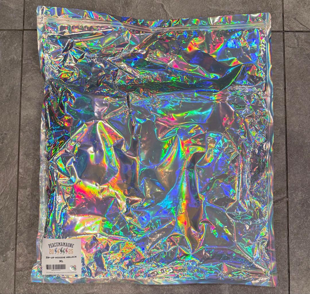 PEACEMINUSONE MAMA XL ブラック フード付きジップアップXL