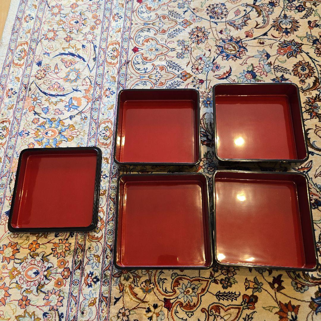 漆器 お屠蘇セット 黒地 金色花柄