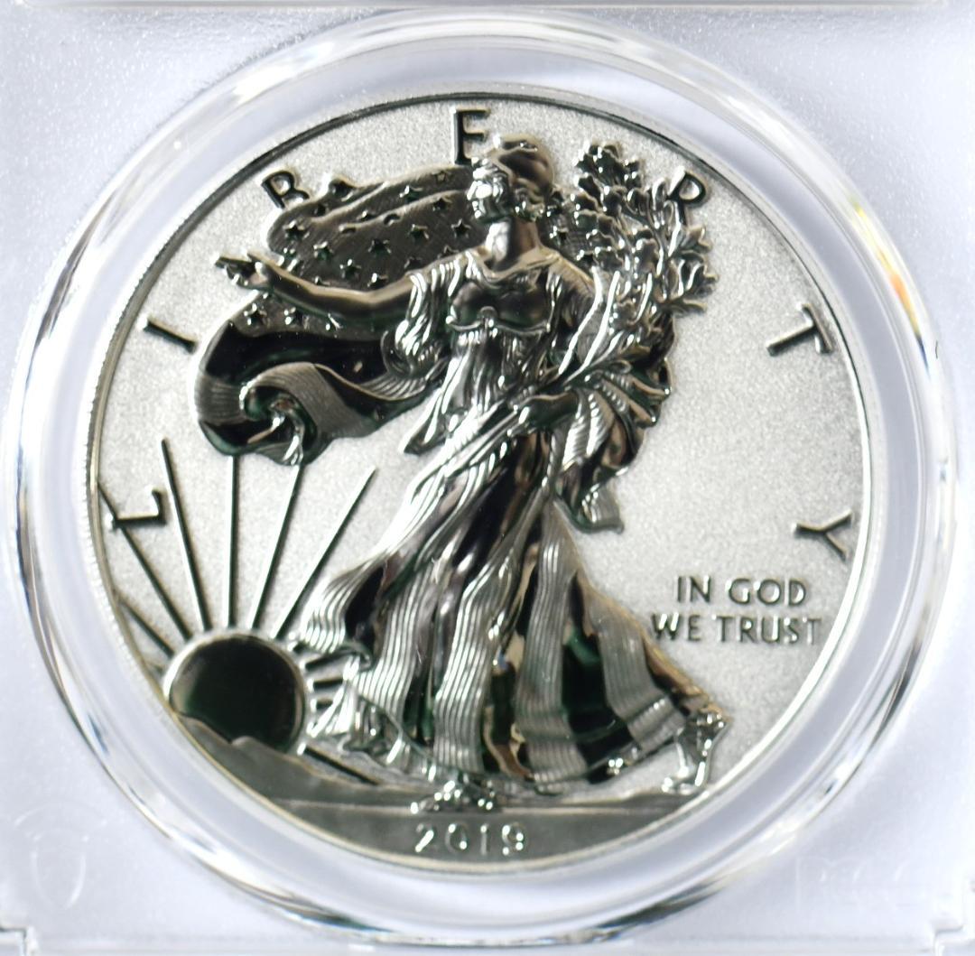 最高鑑定RevPR70　2019年イーグル銀貨　デニスロッドマン　サインラベル