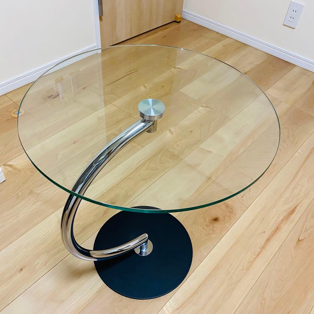 【美品】　クリア　ガラス天板　モダン　スタイリッシュ　サイドテーブル　あずま工芸