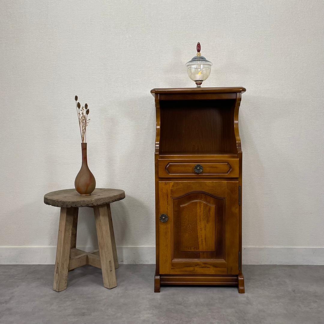 オールドカリモク コロニアル 電話台 サイドチェスト ディスプレイ台 ビンテージ