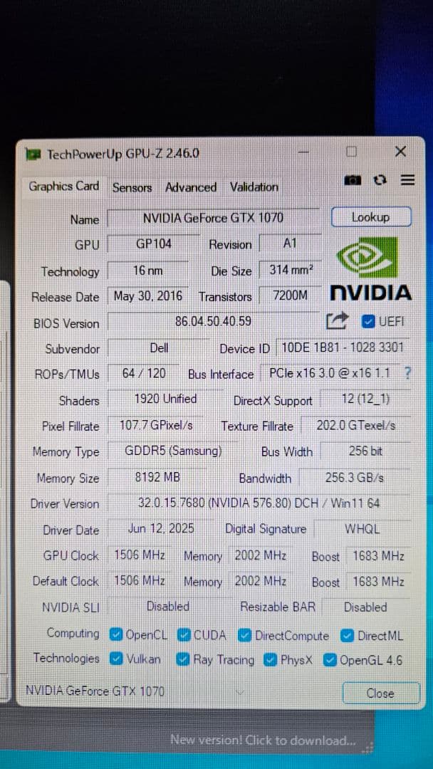グラフィックボード・グラボ・ビデオカード GeForce GTX1070