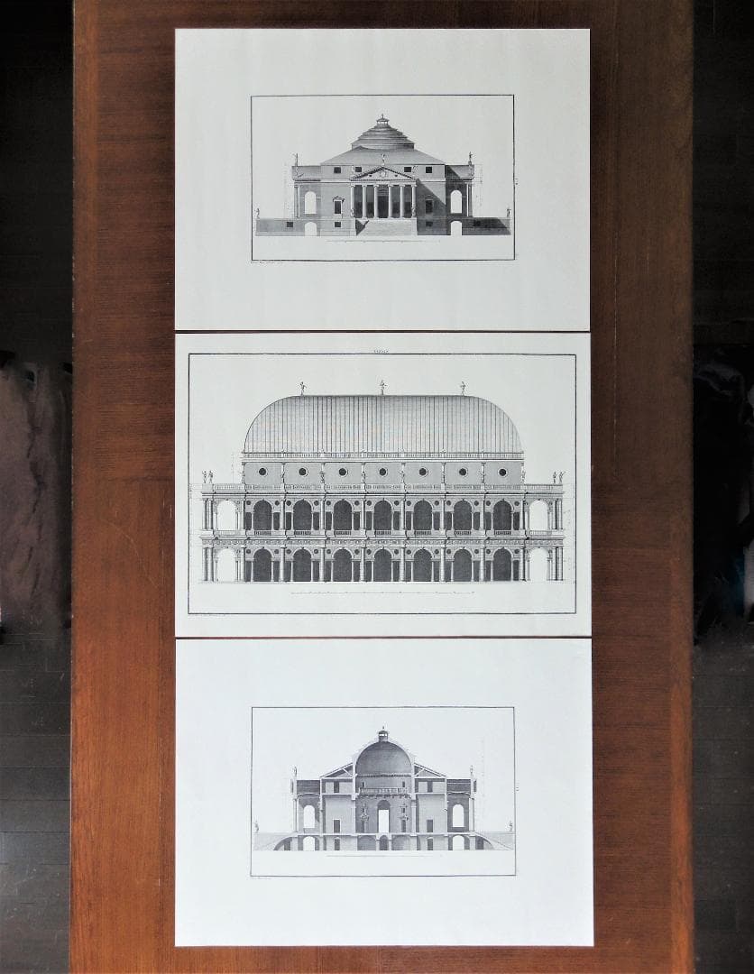 イタリア ルネサンス期の名建築家パッラーディオ 図面3枚 バシリカとラ・ロトンダ