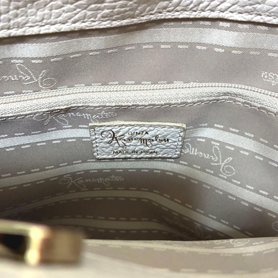 銀座かねまつ レザー ハンドバッグ ショルダーストラップ付き