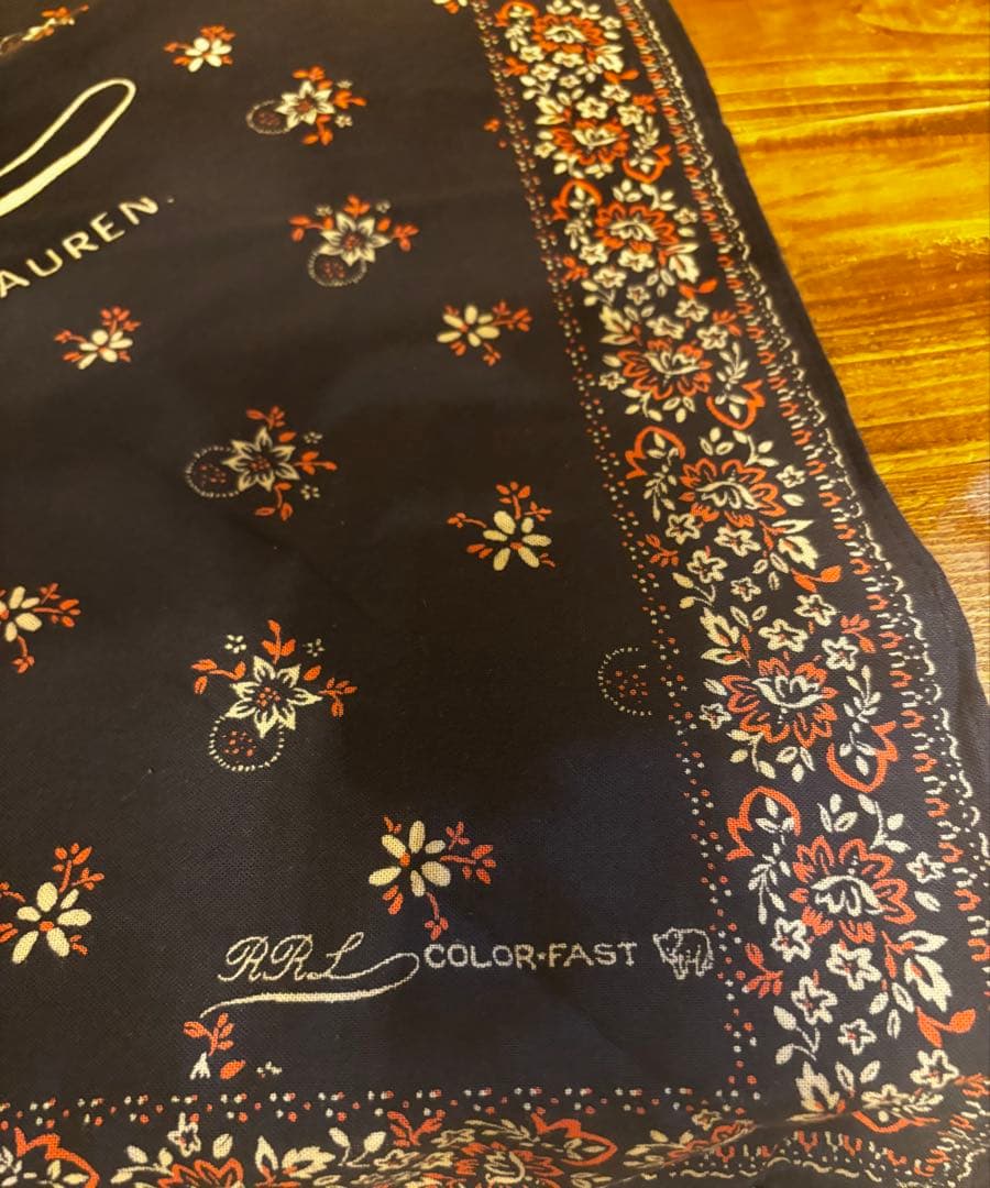 RRL ダブルアールエル　花柄バンダナ ブラック　コットン100%