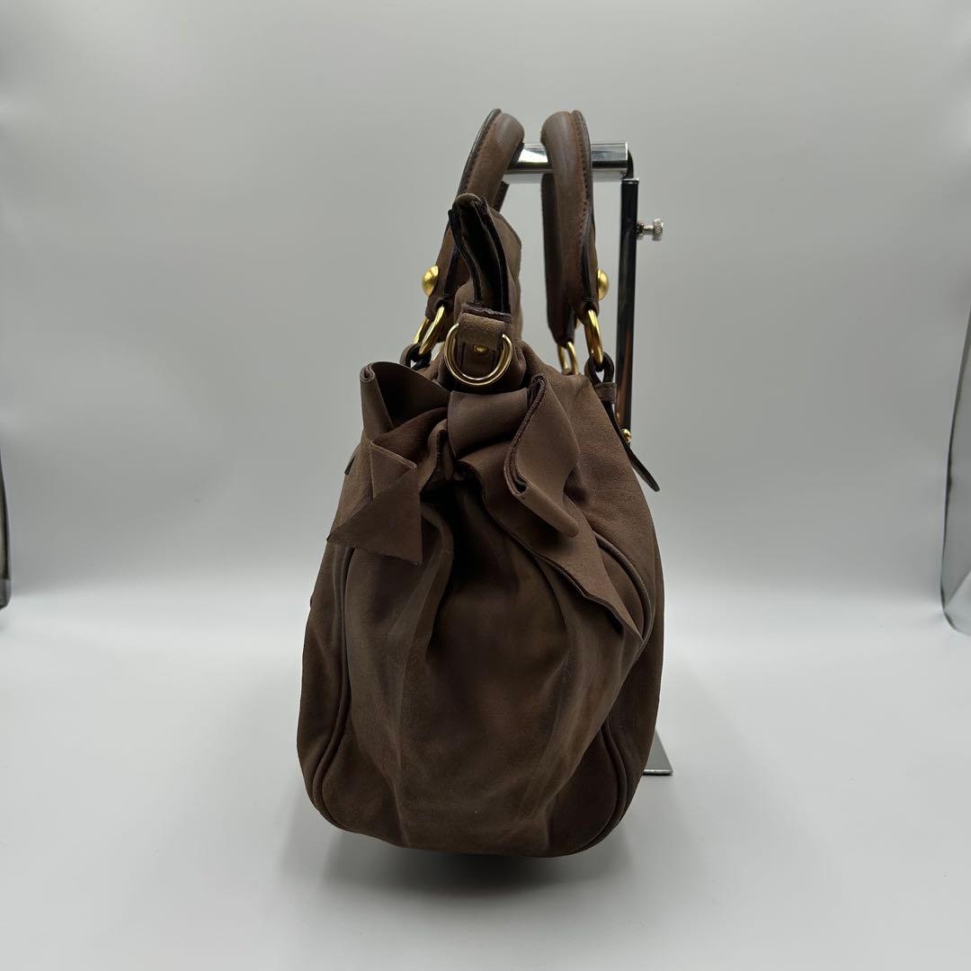 【美品】miu miu ヴィッテロ 2way ハンドバッグ ブラウン レザー