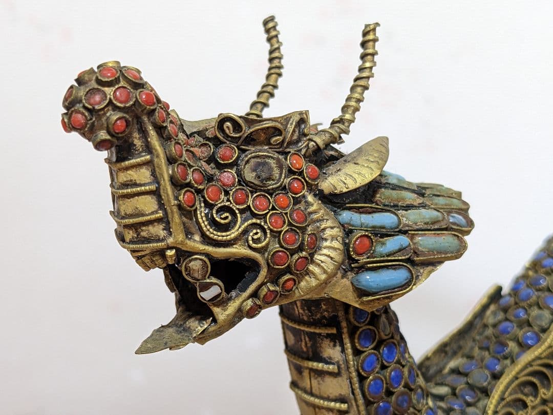 ♦中国 景泰藍？琺瑯彩 龍 置物飾り 七宝焼 古玩 古美術品 美術品 骨董品