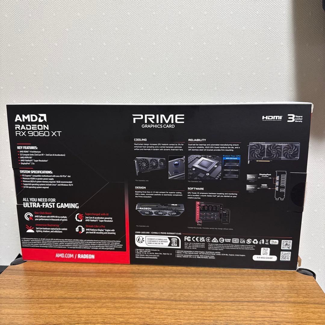 ASUS Radeon RX9060XT 16GB OC 3ファン 動作品　美品
