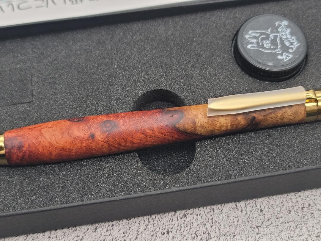 新品　こぶた工房　極上+花梨瘤　紅白　金金具　シャープペンシル0.5