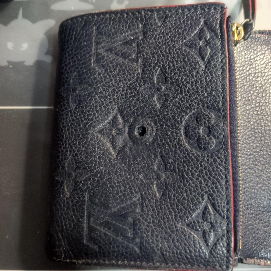 Louis Vuitton ブラックレザー 三つ折り財布