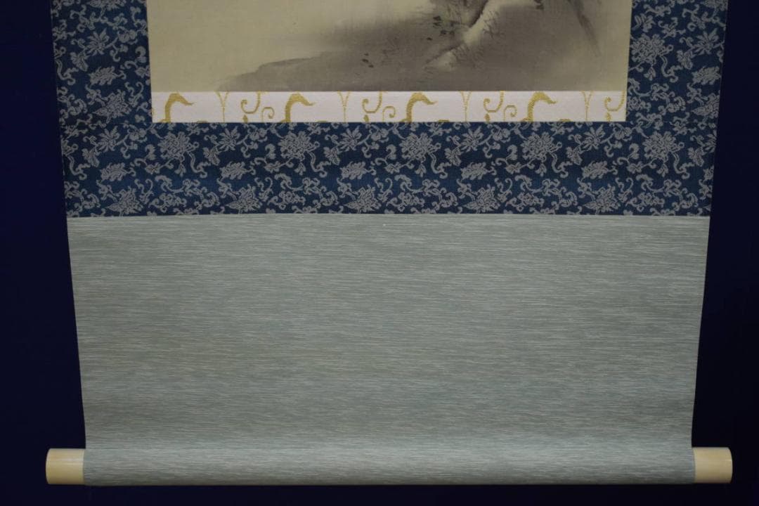 真作/佐藤古岫/山水清峡図/桐共箱付/布袋屋掛軸HI-544