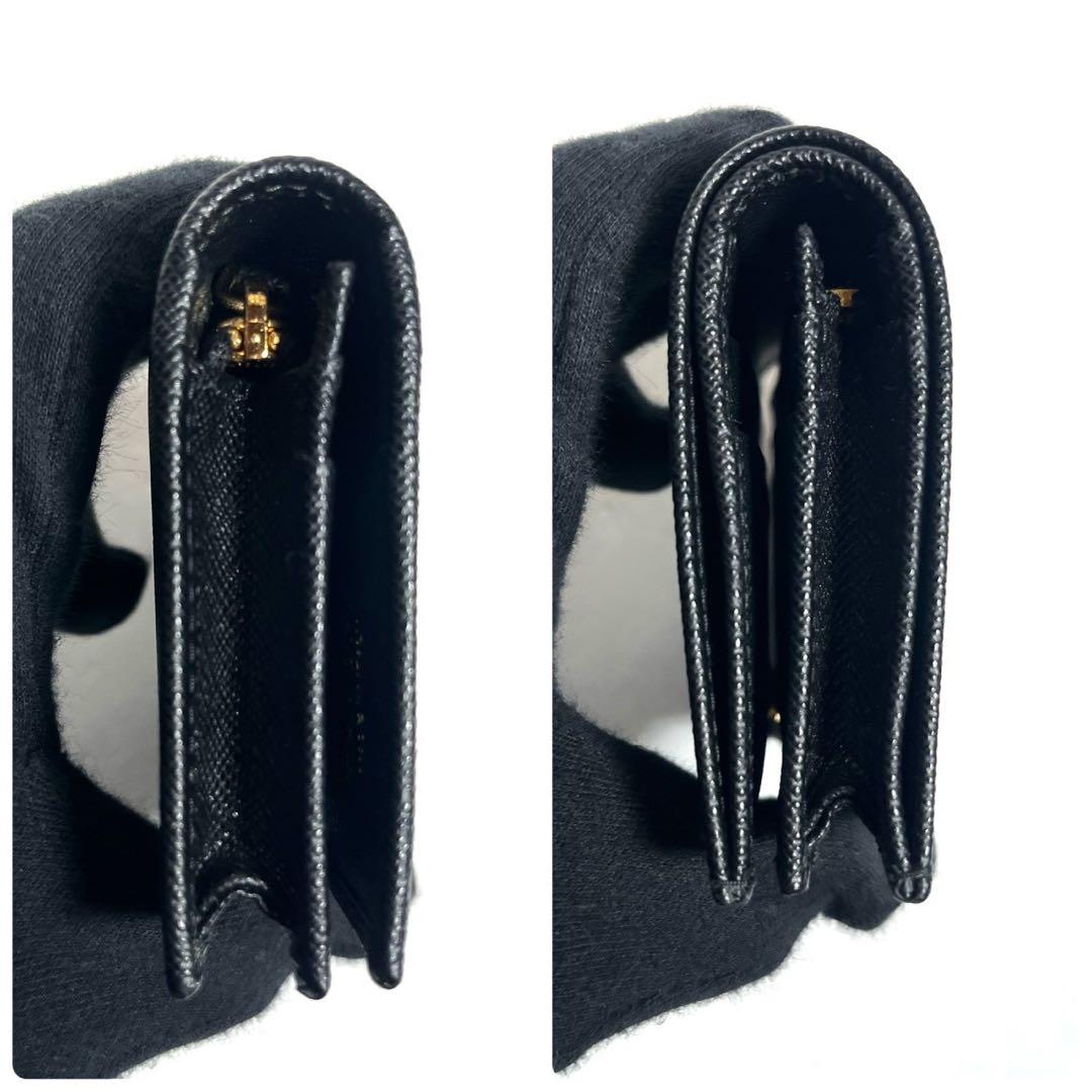 【新品同様・付属品付✨】現行 プラダ 二つ折り財布 サフィアーノレザー RFID