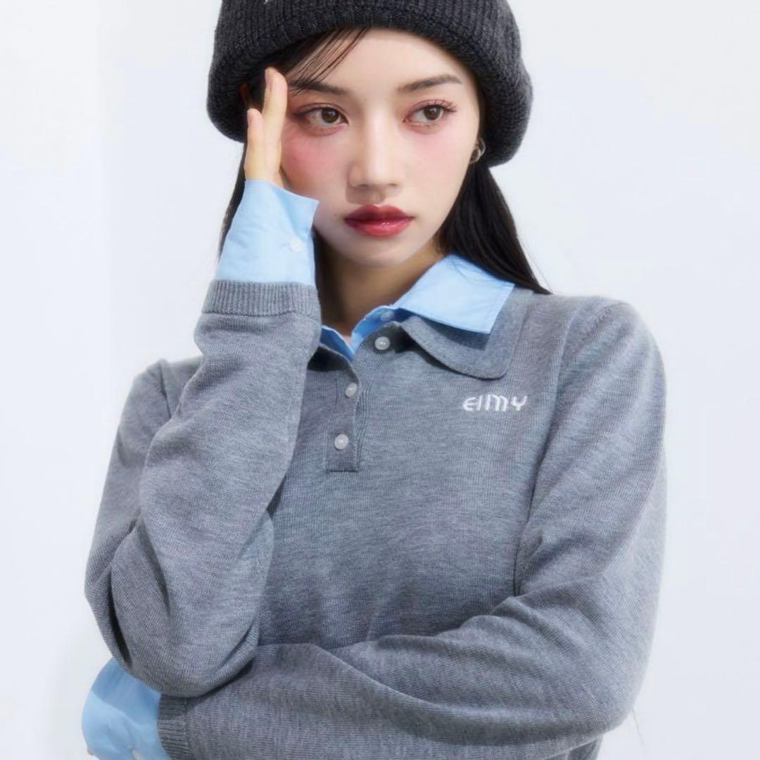 eimy istoire ダブルカラーデザインニット　新品タグ付き　グレー