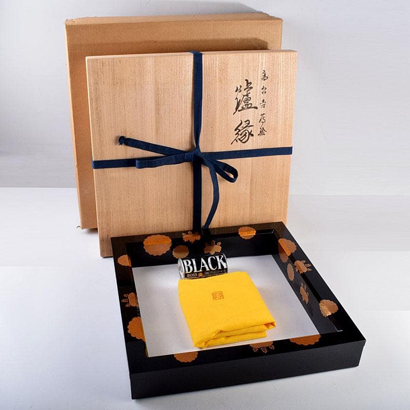 茶道具　加賀蒔絵師　細川司光作　高台寺蒔絵　炉縁　共箱　V　8427A