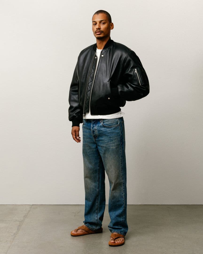 STUSSY LEATHER BUILT BOMBER Lレザージャケット