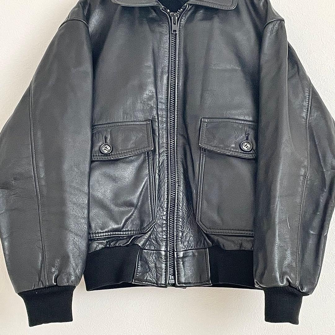 A2 G1 TYPE ヴィンテージ レザーフライトジャケット ライナー付き 黒