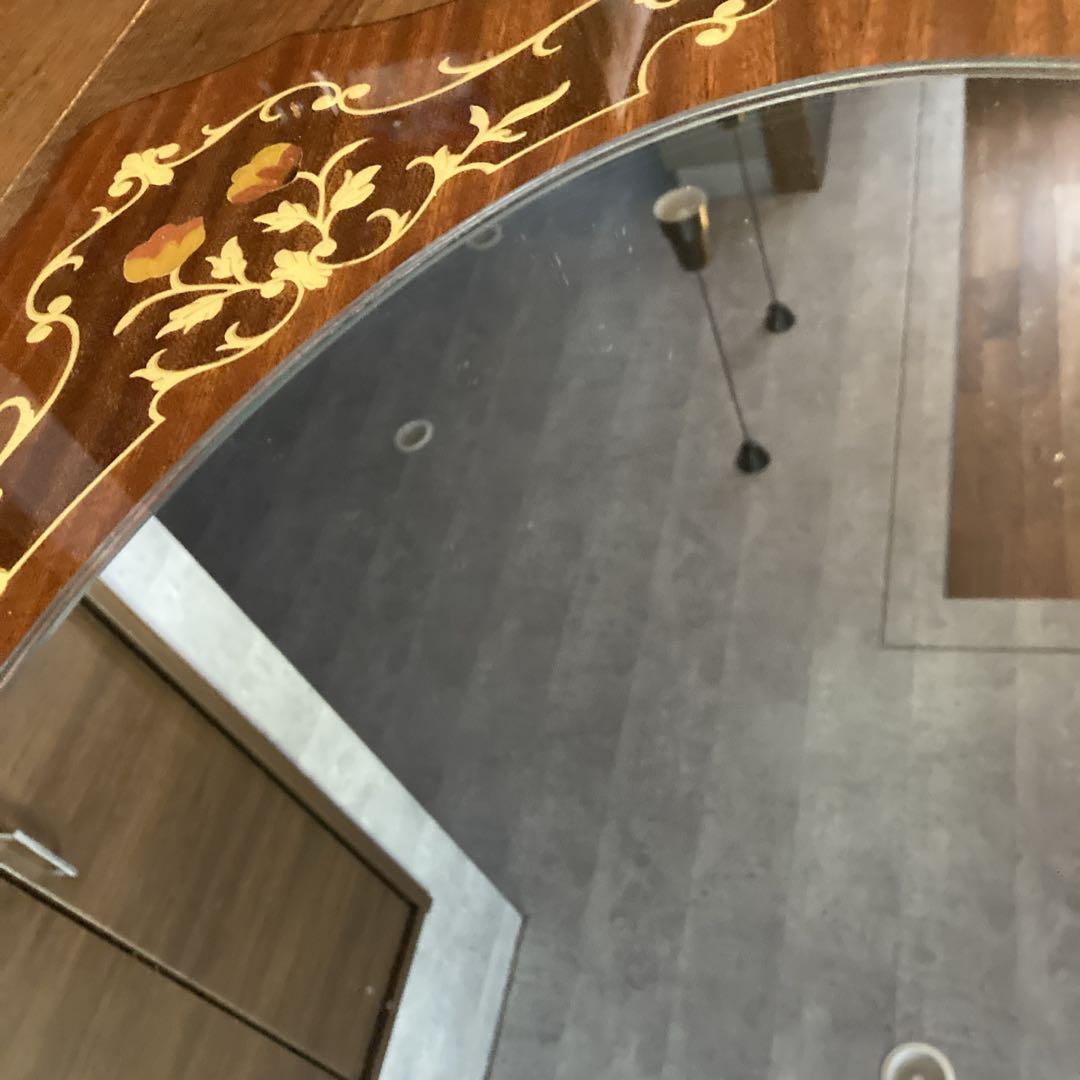 ヨーロッパアンティーク　壁掛鏡　大型　イタリア製　オーバル型　ヴィンテージ