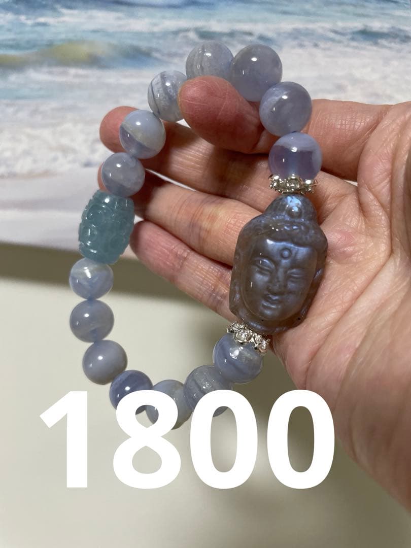 モスアゲート うさぎ グリーンマイカインクォーツ ブレスレット