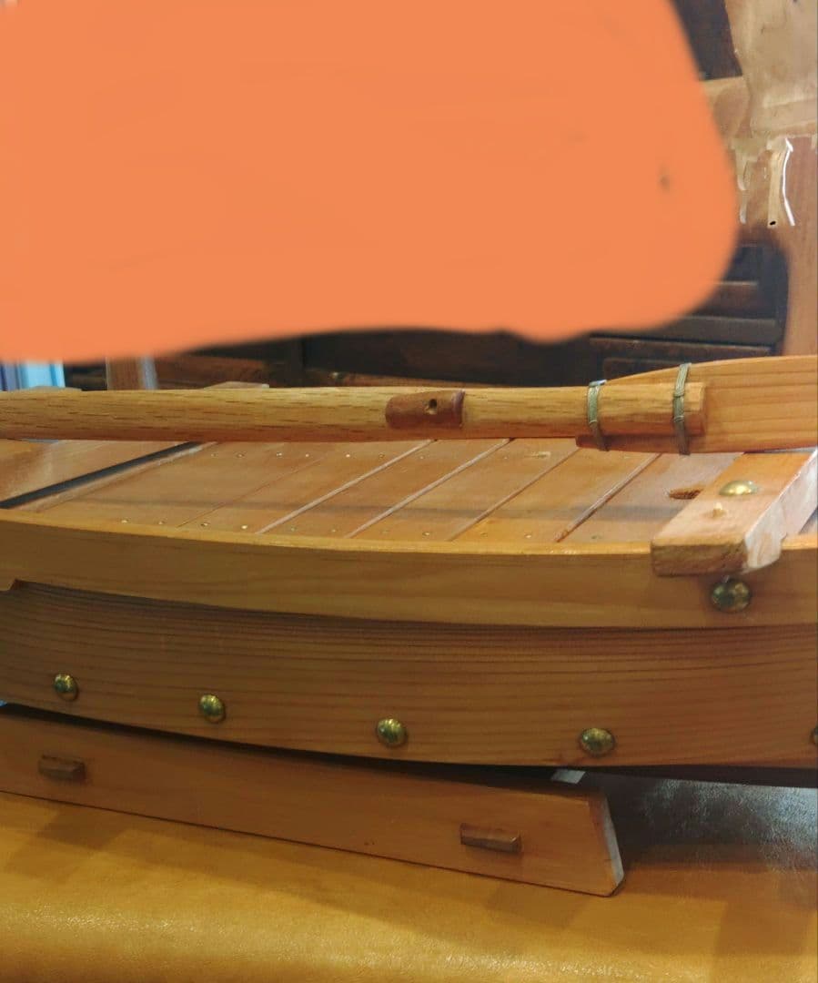 舟型　模型　木製　櫂　旗　台座付き　船盛用