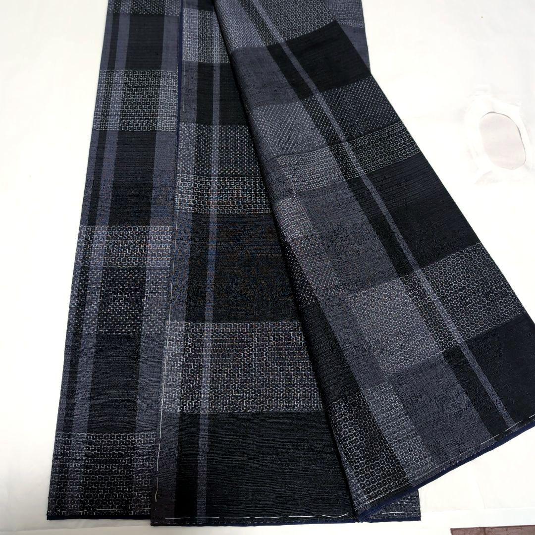 専用 未使用 単衣 胴抜き 本場結城紬 亀甲100 格子東京青山ゑり華 証紙