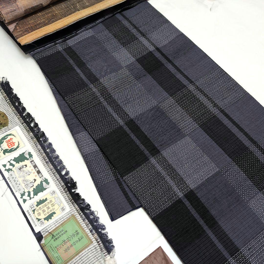 専用 未使用 単衣 胴抜き 本場結城紬 亀甲100 格子東京青山ゑり華 証紙
