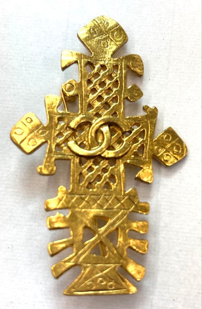☆美品☆ビンテージシャネル クロスブローチ☆1990年代☆ゴールド