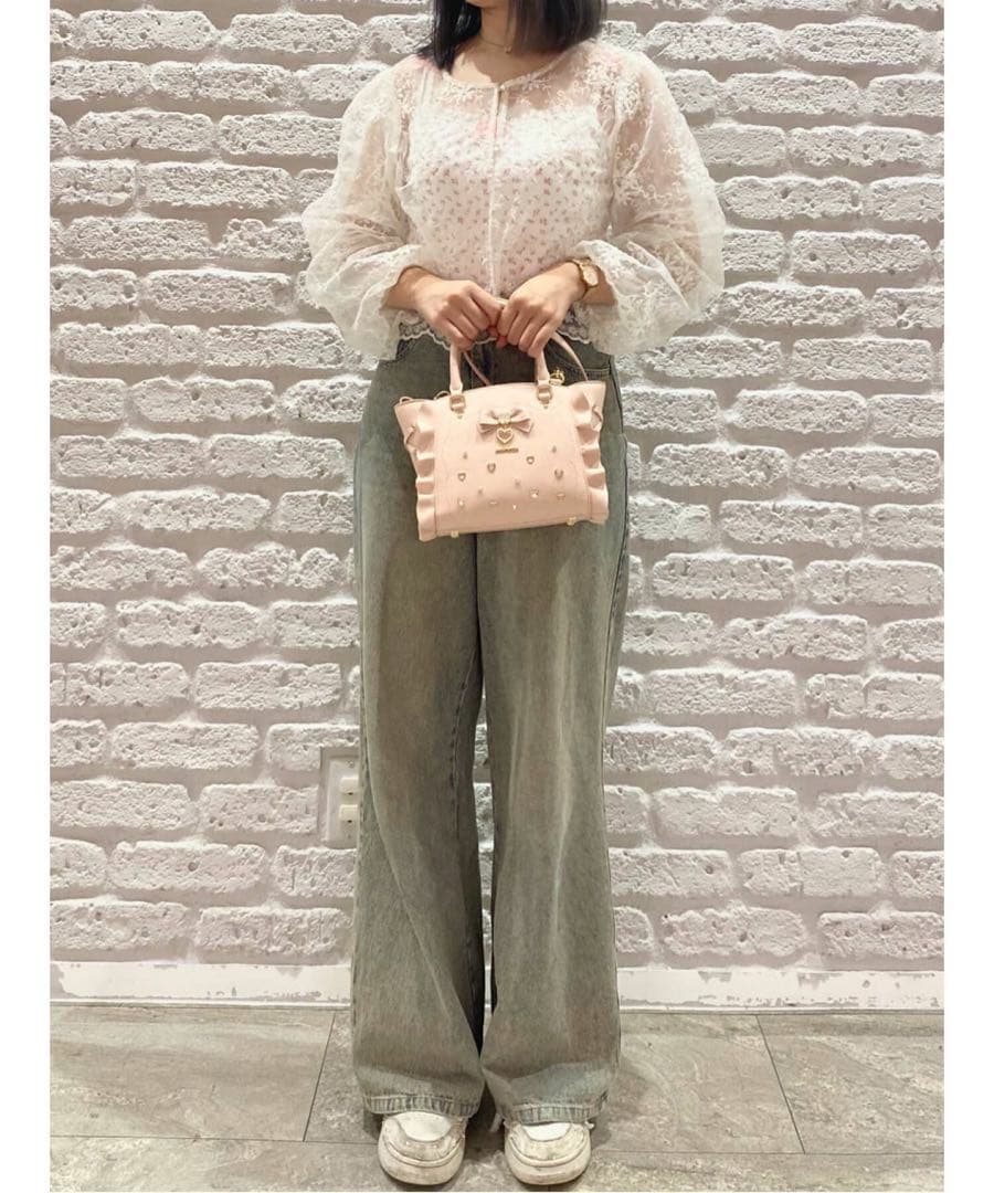 サマンサベガ サイドレースアップリボンビジューミニフラッター ピンク