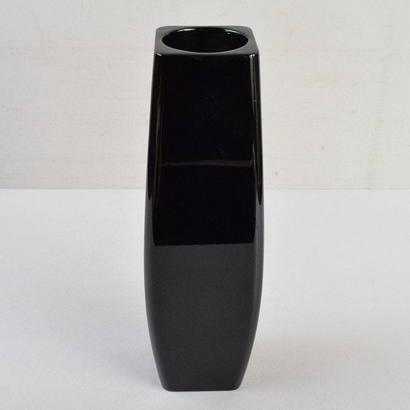 輪島塗　沈金師　角野岩次作　沈金　寿松文　花器　花入　共箱　V　R9403