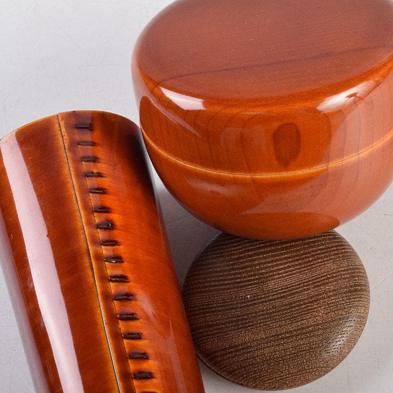 茶道具　春慶塗　利休茶箱　棗　黒楽茶碗など　七点　一式　M　R9432