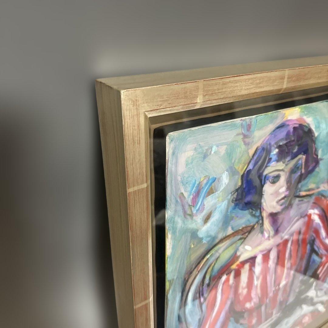 今井信吾　油絵　人物　少女・猫　日動画廊　油彩　8F