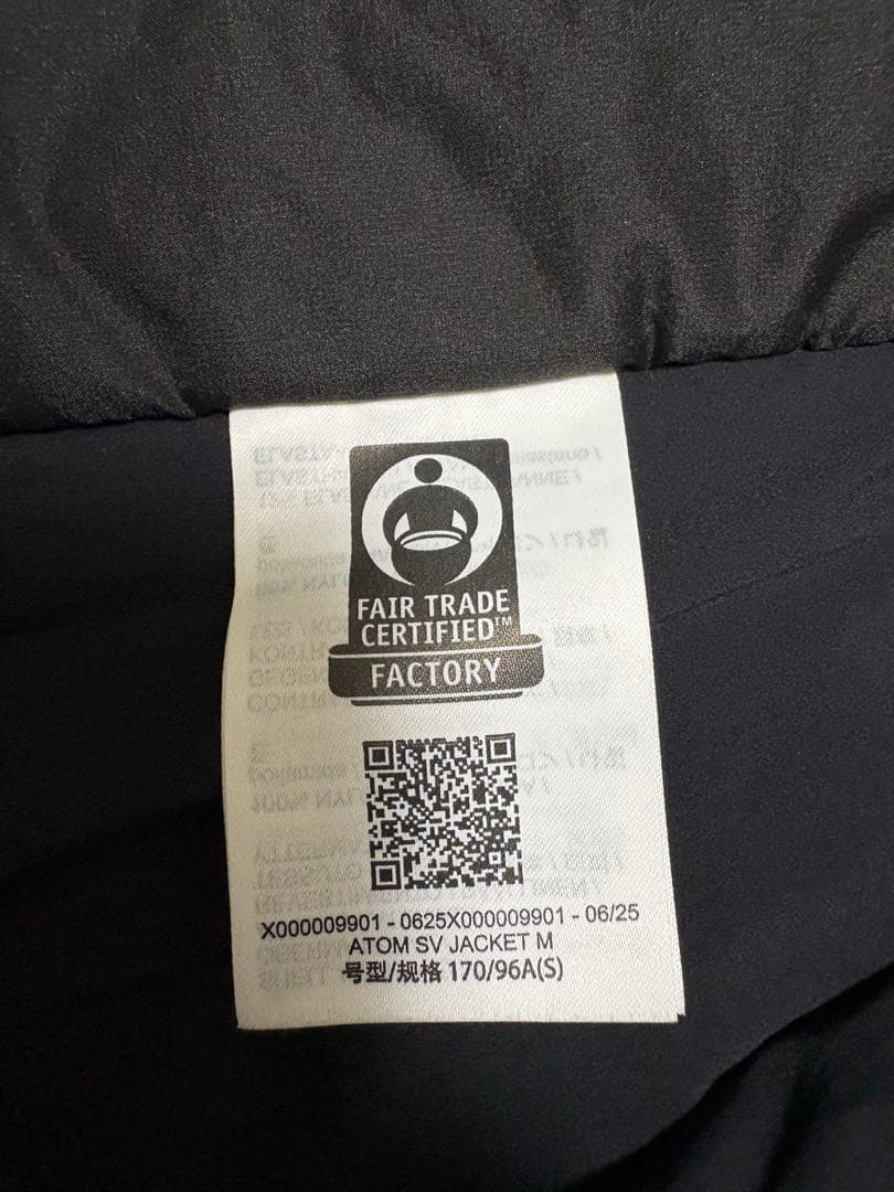 ARC'TERYX ATOM SV JACKET Black Sサイズ 2025